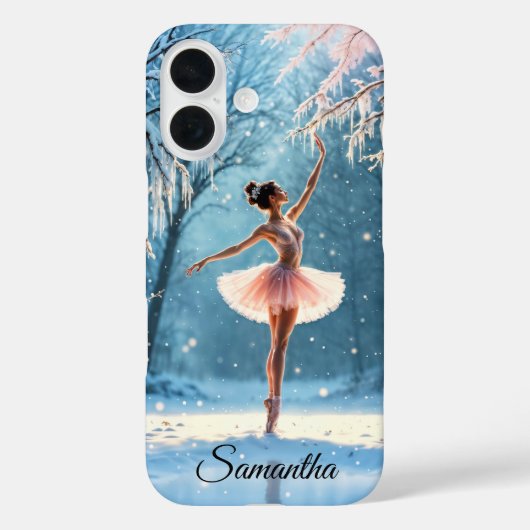 魔法の降雪バレリーナ冬のポーズアート Case-Mate iPhoneケース (裏面)