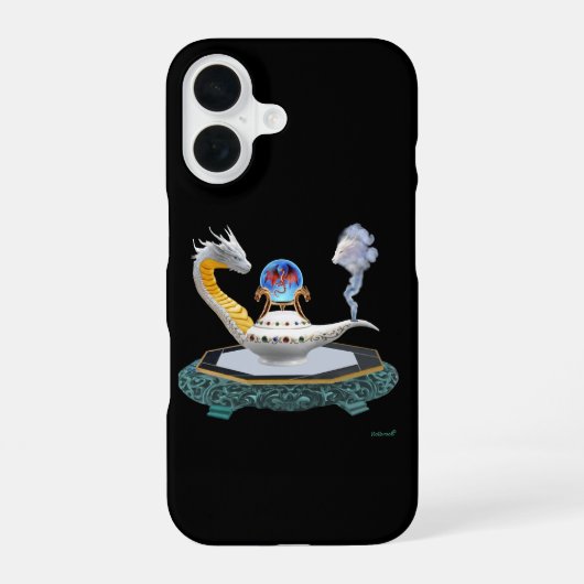 魔法の陶器ドラゴンランタン ファンタジーアート iPhone 16ケース (裏面)