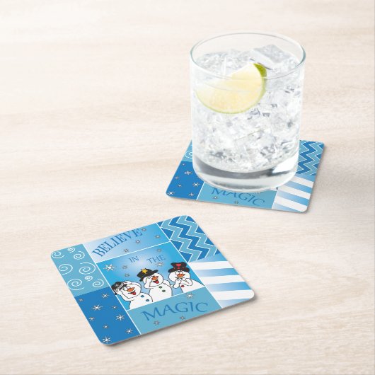 魔法の雪だるまで信じて下さい スクエアペーパーコースター (インサイチュ)