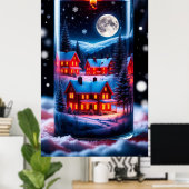 🏡 魔法の雪のキャンドルビレッジ ❄️🕯️ ポスター (ホームオフィス)