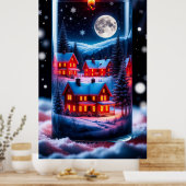 🏡 魔法の雪のキャンドルビレッジ ❄️🕯️ ポスター (キッチン)