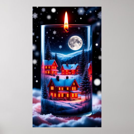 🏡 魔法の雪のキャンドルビレッジ ❄️🕯️ ポスター (正面)