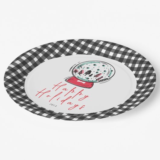 魔法の雪のグローブクリスマスパーティー ペーパープレート (アングル)