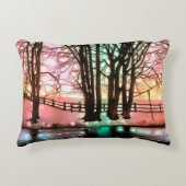 魔法の雪の丘とフェンス アクセントクッション (正面)