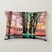 魔法の雪の丘とフェンス アクセントクッション (裏面)