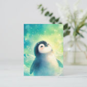 魔法の雪の中の甘いベイビーペンギン ポストカード (スタンド正面)