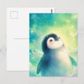 魔法の雪の中の甘いベイビーペンギン ポストカード (正面/裏面)