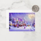 魔法の雪の村の予算ミニクリスマス ノートカード (正面/裏面インサイチュ)