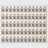 魔法の雪の森のブラックサンタ ラッピングペーパー (フラット)