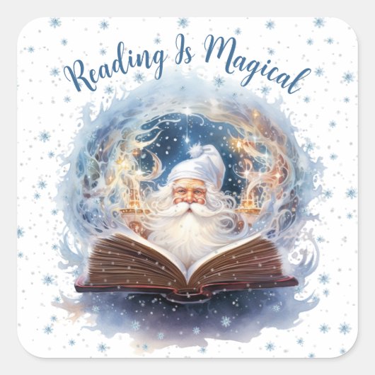 魔法の雪の結晶デザイン 読書 スクエアシール (正面)