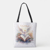 魔法の雪の結晶デザイン 読書 トートバッグ (裏面)