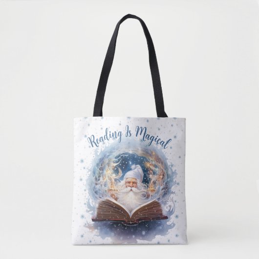 魔法の雪の結晶デザイン 読書 トートバッグ (正面)