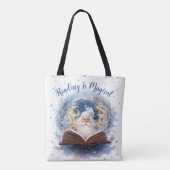 魔法の雪の結晶デザイン 読書 トートバッグ (裏面)
