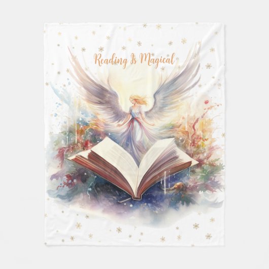 魔法の雪の結晶デザイン 読書 フリースブランケット (正面)