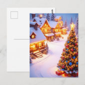 🎄 魔法の雪景色の村のシーン ❄️ メリークリスマス ポストカード (正面/裏面)