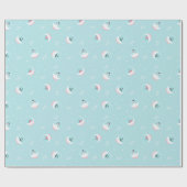 魔法の雪玉と雪のクリスマスパターン ラッピングペーパー (フラット)