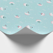 魔法の雪玉と雪のクリスマスパターン ラッピングペーパー (角)