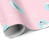 魔法の雪玉のクリスマスパターン ピンク ラッピングペーパー (ロールコーナー)