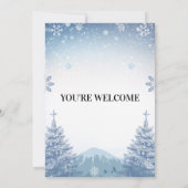 魔法の青い冬の山のクリスマスウェディング 招待状 (裏面)