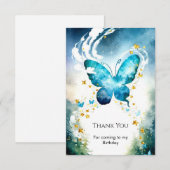 魔法の青い蝶の誕生日 サンキューカード (正面/裏面)