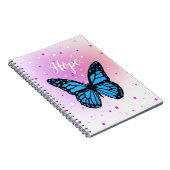 魔法の青い蝶の飛んでいる開始の背景 ノートブック (右側)