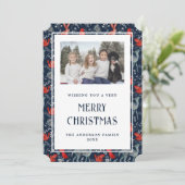 魔法の青い赤の北欧の写真メリークリスマスカード シーズンカード (スタンド正面)