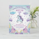 魔法の青と紫のユニコーン誕生日パーティー 招待状 (スタンド正面)