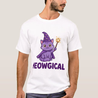 魔法の面白い魔法使い猫Tシャツ Tシャツ
