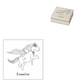 魔法の飛んでいるユニコーンのパーソナライズ名 ラバースタンプ (押印)