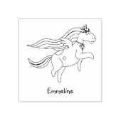 魔法の飛んでいるユニコーンのパーソナライズ名 ラバースタンプ (インプリント)