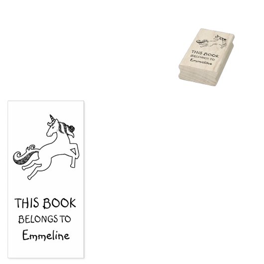 魔法の飛んでいるユニコーンパーソナライズされた本切手 ラバースタンプ (押印)
