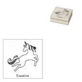 魔法の飛んでいるユニコーン馬のパーソナライズ名 ラバースタンプ (押印)