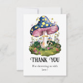 魔法の魅力的キノコの赤ちゃんシャワー サンキューカード (正面)