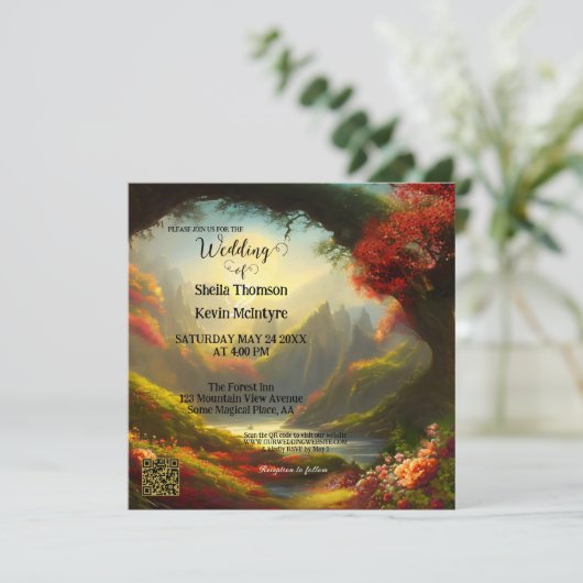 魔法の魅惑された森QRコード結婚ズ 招待状 (スタンド正面)