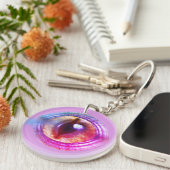 魔法の魅惑の紫のファンタジードラゴンの目 キーホルダー (正面右)