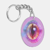魔法の魅惑の紫のファンタジードラゴンの目 キーホルダー (正面左)