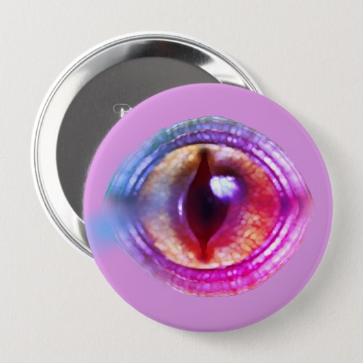 魔法の魅惑の紫のファンタジードラゴンの目 缶バッジ (正面&裏面)