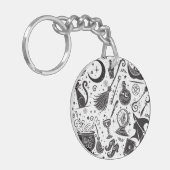 魔法の魔女お洒落ウィッカ信者ブ異教のラック&ホワイト キーホルダー (正面左)
