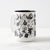 魔法の魔女お洒落ウィッカ信者ブ異教のラック&ホワイト ツートーンマグカップ (正面左)