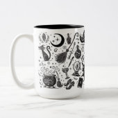魔法の魔女お洒落ウィッカ信者ブ異教のラック&ホワイト ツートーンマグカップ (左)