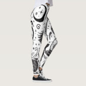 魔法の魔女お洒落ウィッカ信者ブ異教のラック&ホワイト レギンス (右)