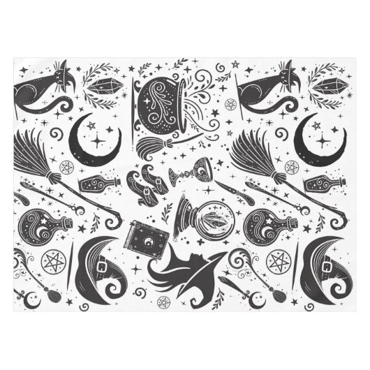 魔法の魔女お洒落ウィッカ信者異教のパーティー テーブルクロス (正面(横))