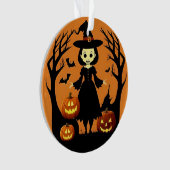 🧙‍♀️🎃 魔法の魔女とカボチャの不気味な夜 ✨🌙 オーナメント (正面)
