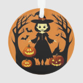 🧙‍♀️🎃 魔法の魔女とカボチャの不気味な夜 ✨🌙 オーナメント (裏面)