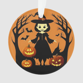 🧙♀️🎃 魔法の魔女とカボチャの不気味な夜 ✨🌙 オーナメント