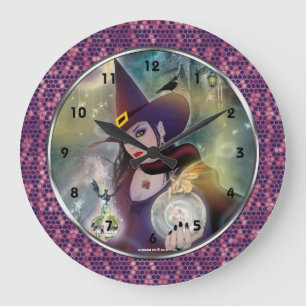 魔法の魔女アートウォールクロック ラージ壁時計