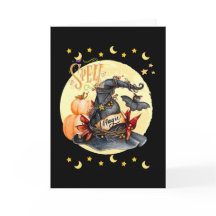 魔法の魔女ハットハロウィングリーティングカード