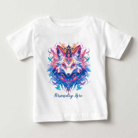 魔法の魔法のキツネをパーソナライズカラフル ベビーTシャツ (正面)