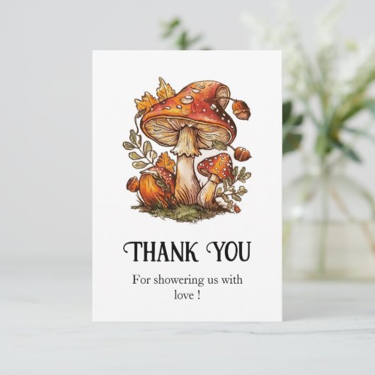 魔法の魔法の魔法のキノコの赤ちゃんシャワー サンキューカード (スタンド正面)