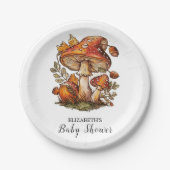 魔法の魔法の魔法のキノコの赤ちゃんシャワー ペーパープレート (正面)